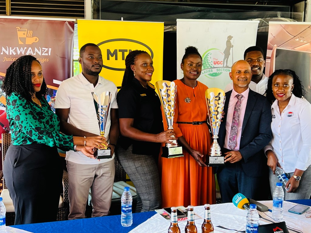 Together our Sport is unstoppable. Some of the sponsors who were in attendance pose for a photo with the outgoing Lady Captain, Wendy Angudeyo (C)